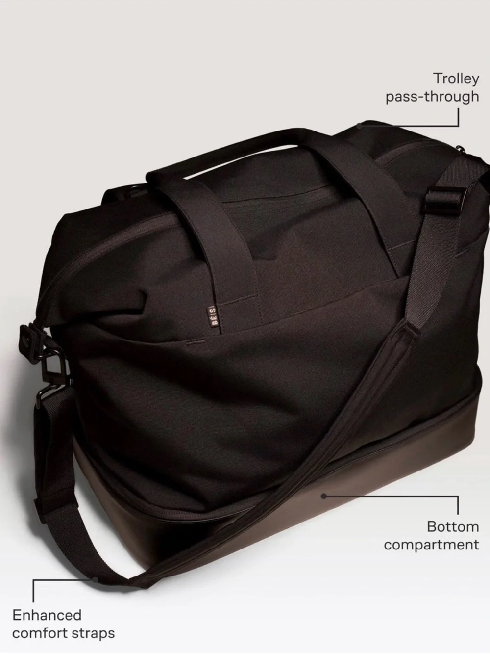 BEIS Black Travel Weekender Bag